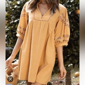 Petal And pup Cotton puff Sleeve Yellow Dress